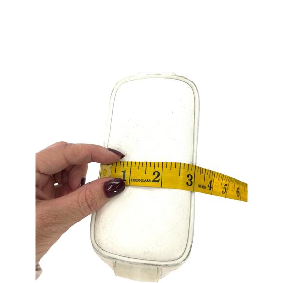 Vintage 80's Gucci White Bag Micro GG Logo Print Crossbody Purse Gold 1980's - Picture 15 of 15